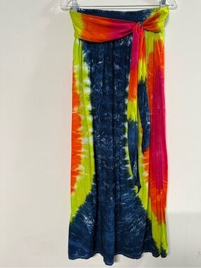 EARTHBOUND Tie Dye Open Slits Maxi Skirt Small